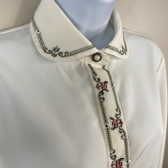 Vintage Academia Grandma Embroidered Top Size 12P Hobbit Forest Countryside Chic - Picture 5 of 13